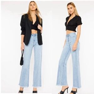 KANCAN STARLA ULTRA HIGH RISE frayed ankle long washed out boho jean SZ 9 / 28